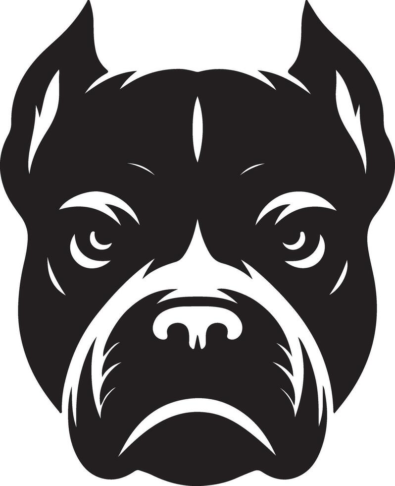 minimal angry Pitbull dog silhouette, black color silhouette 11 vector