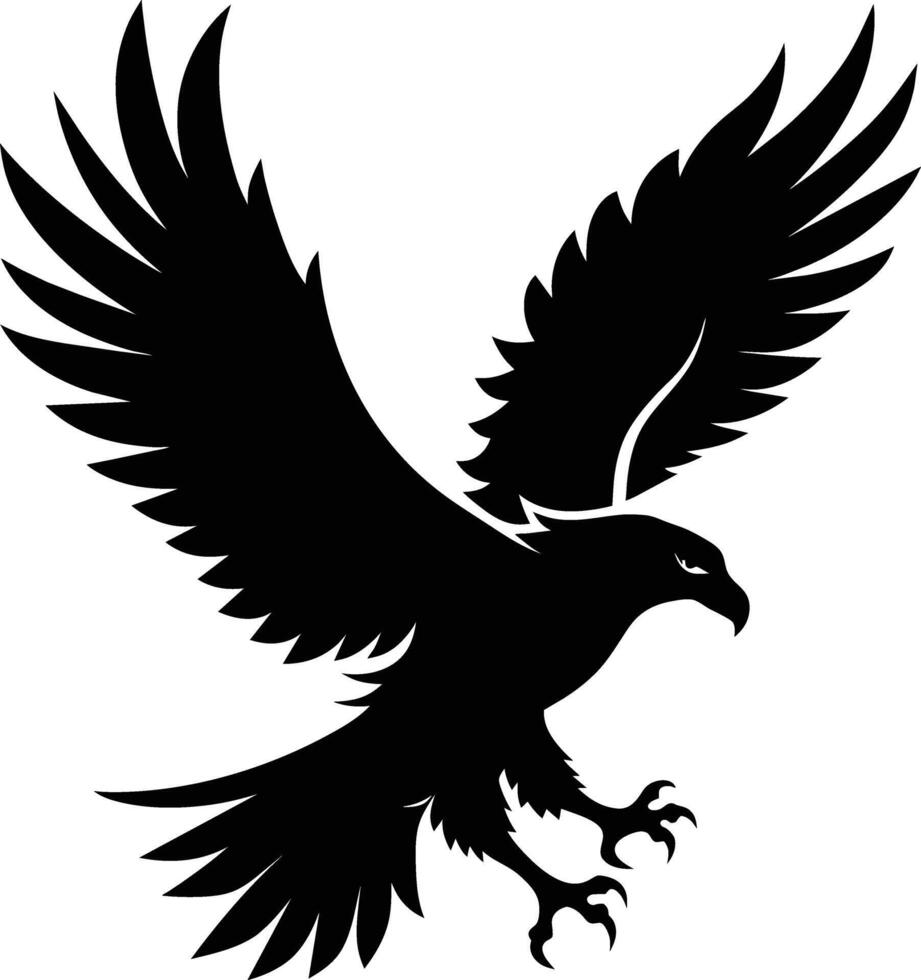 un negro y blanco silueta de un águila vector