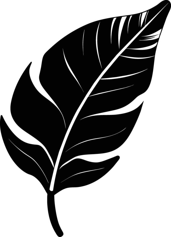 A black and white silhouette of a Banana leaf vector