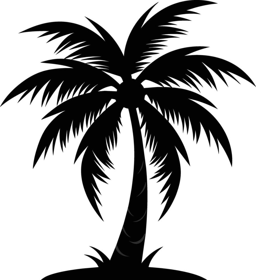 palm tree silhouette on white background vector