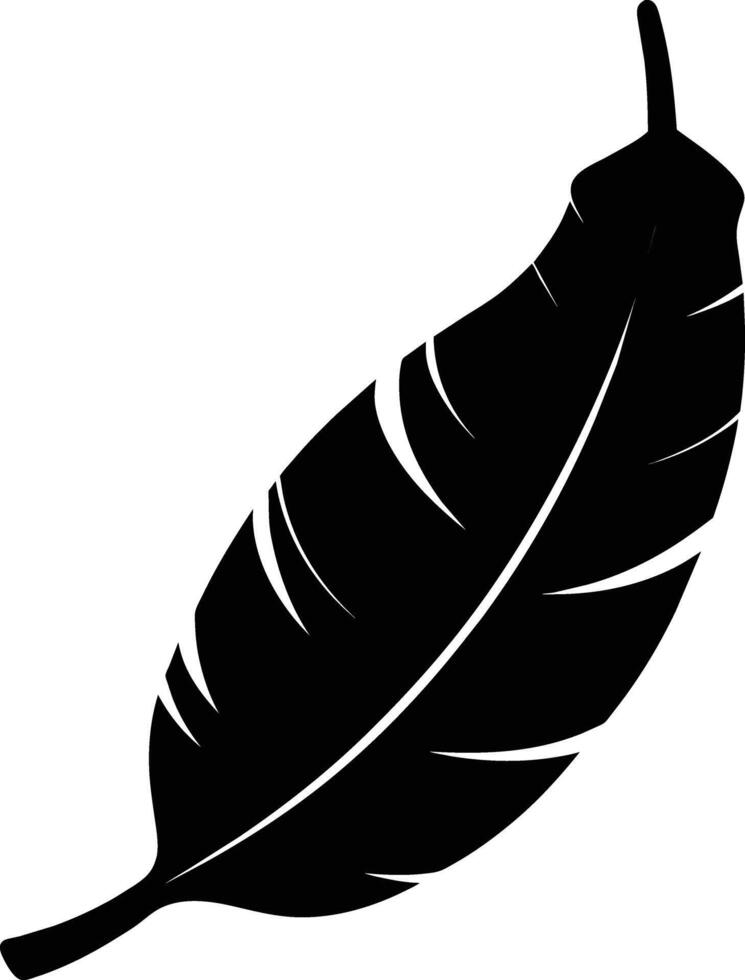 A black and white silhouette of a Banana leaf vector