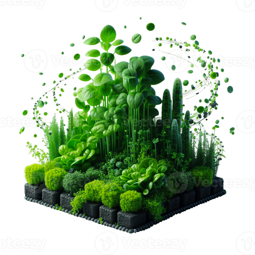 Abstract composition of various types of microgreens on background. png