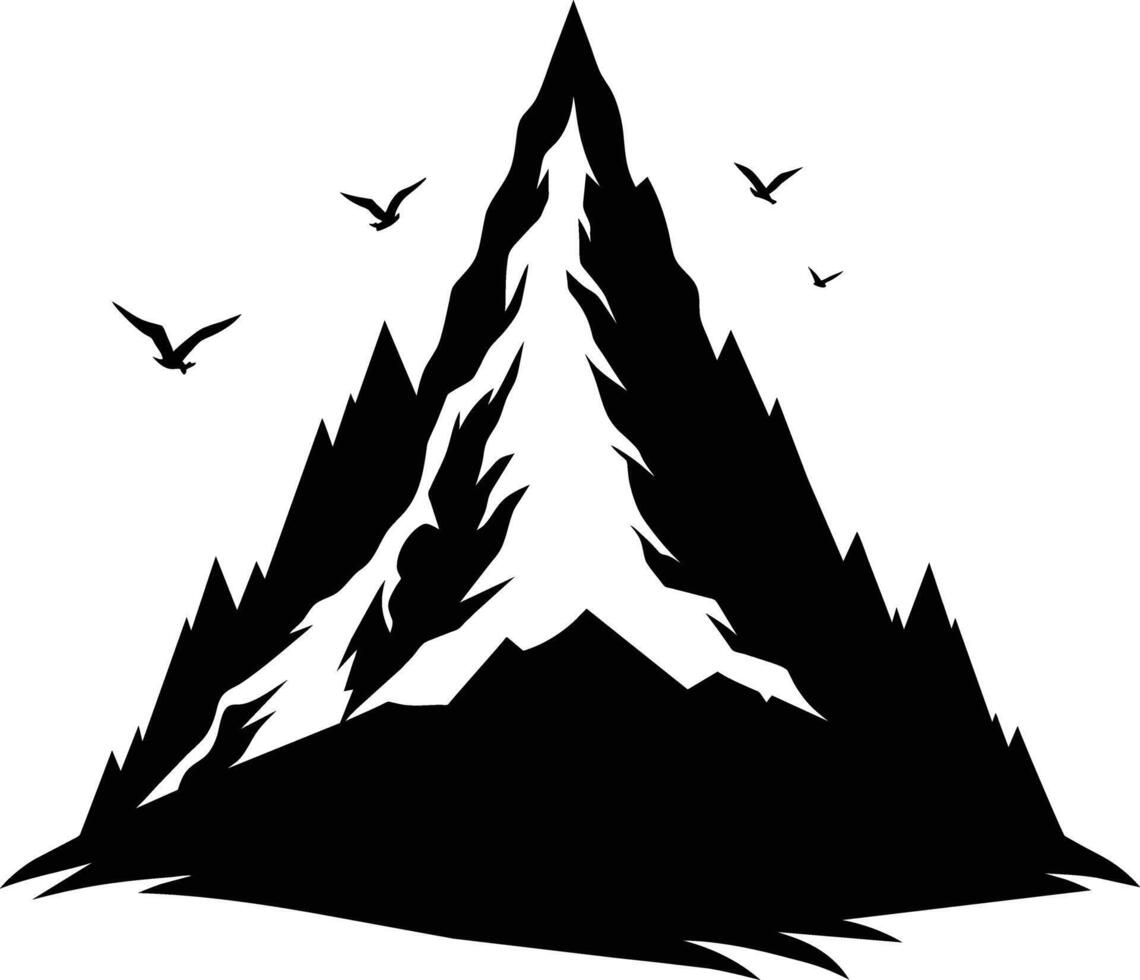mountain silhouette black and white design vector