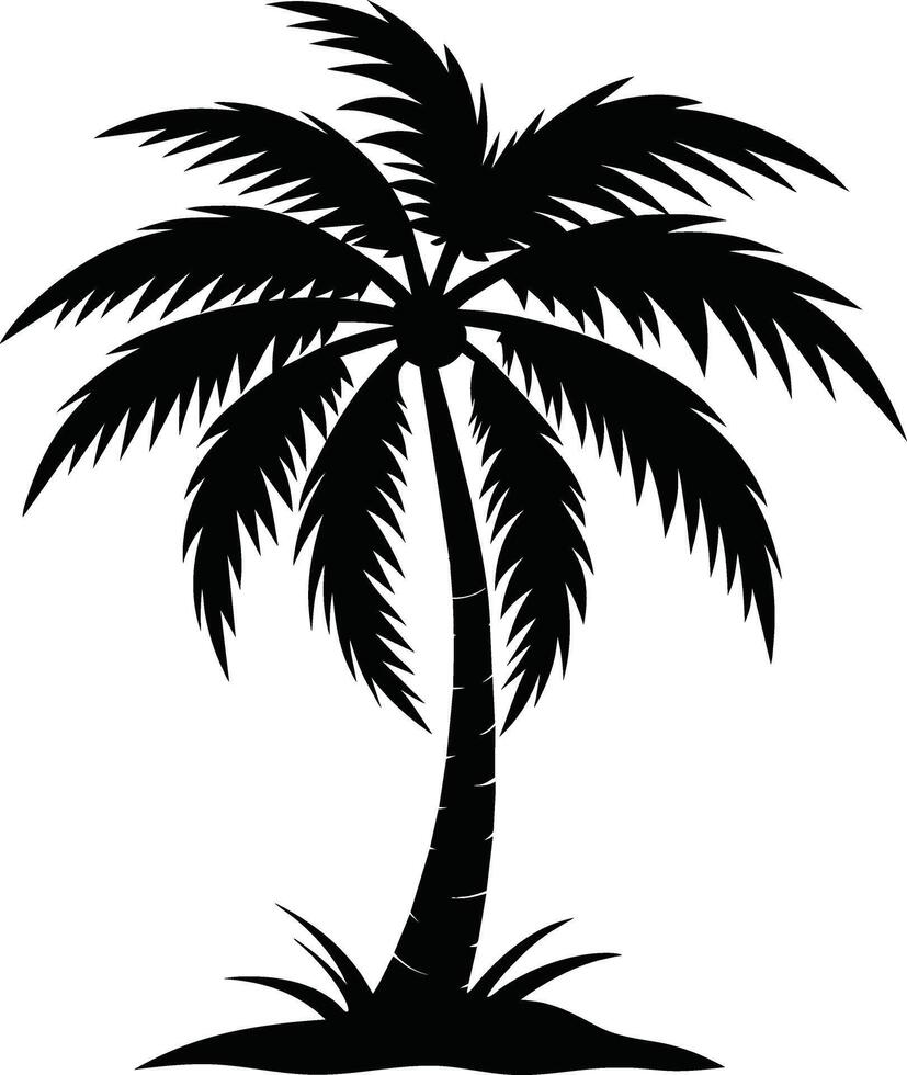 palm tree silhouette on white background vector