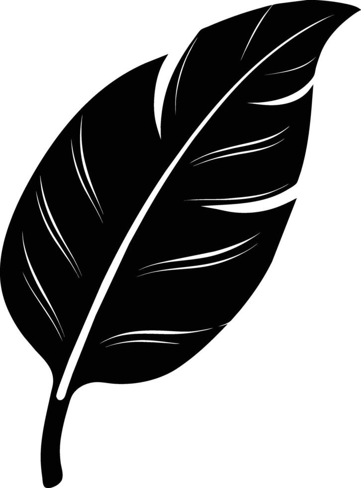 A black and white silhouette of a Banana leaf vector