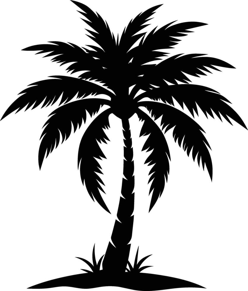 palm tree silhouette on white background vector