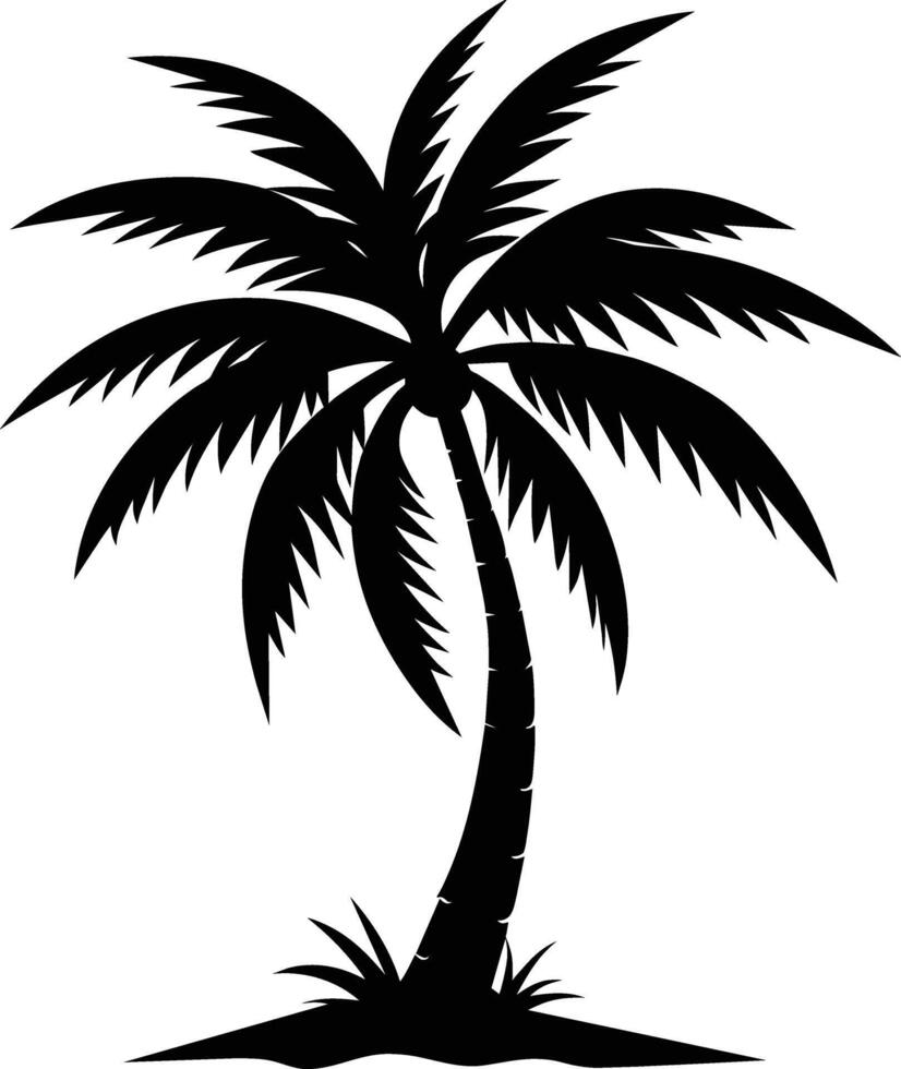 palm tree silhouette on white background vector