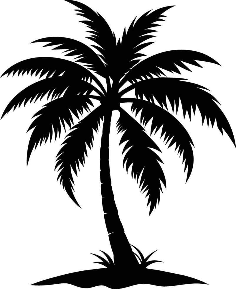 palm tree silhouette on white background vector