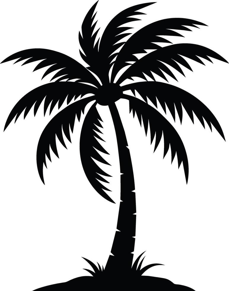 palm tree silhouette on white background vector