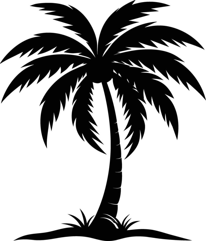 palm tree silhouette on white background vector