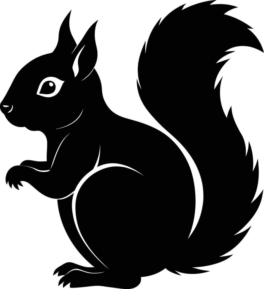 squirrel silhouette on white background vector