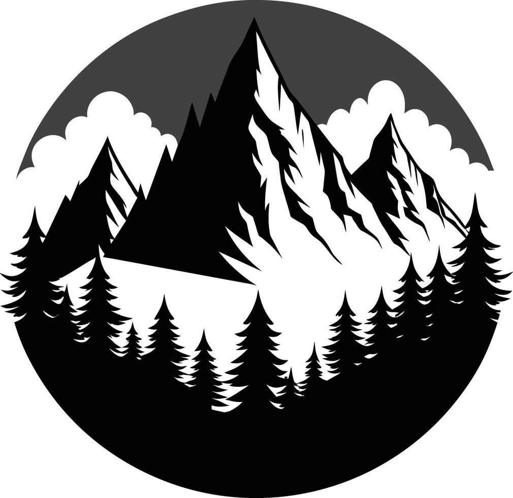 mountain silhouette black and white design vector