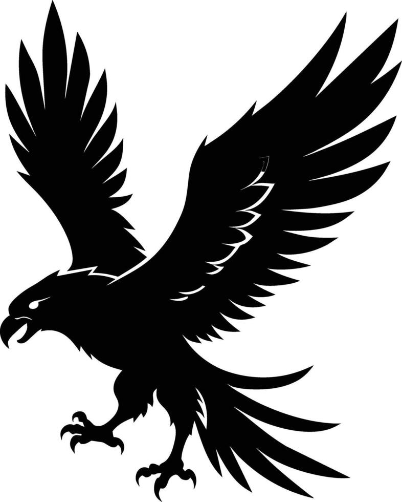 a black and white silhouette of an eagle vector