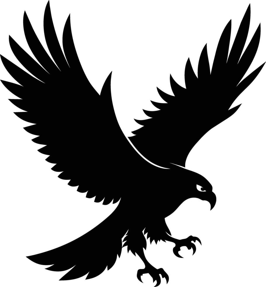 a black and white silhouette of an eagle vector