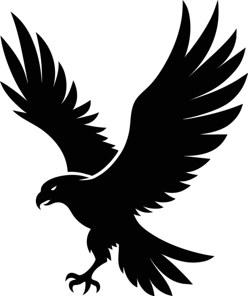 a black and white silhouette of an eagle vector