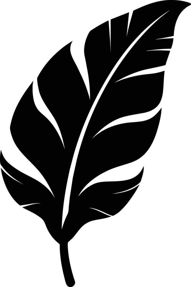 A black and white silhouette of a Banana leaf vector