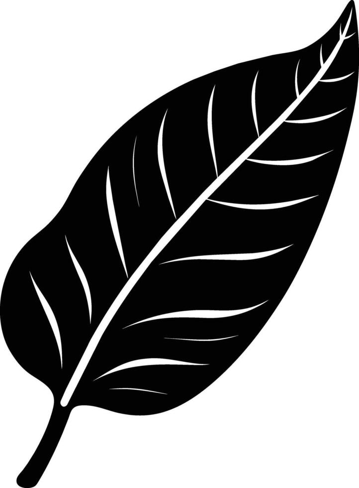 A black and white silhouette of a Banana leaf vector