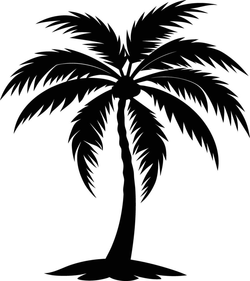 palm tree silhouette on white background vector