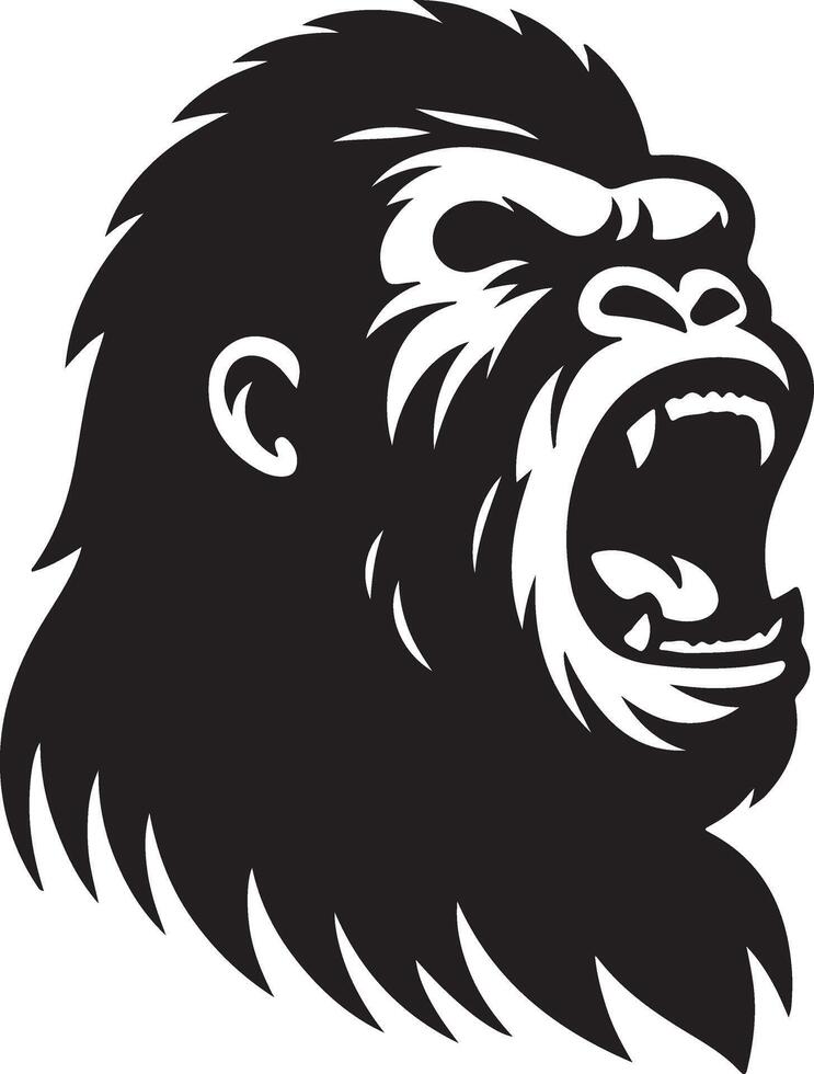 angry Gorilla howling face logo silhouette , black color silhouette 4 vector