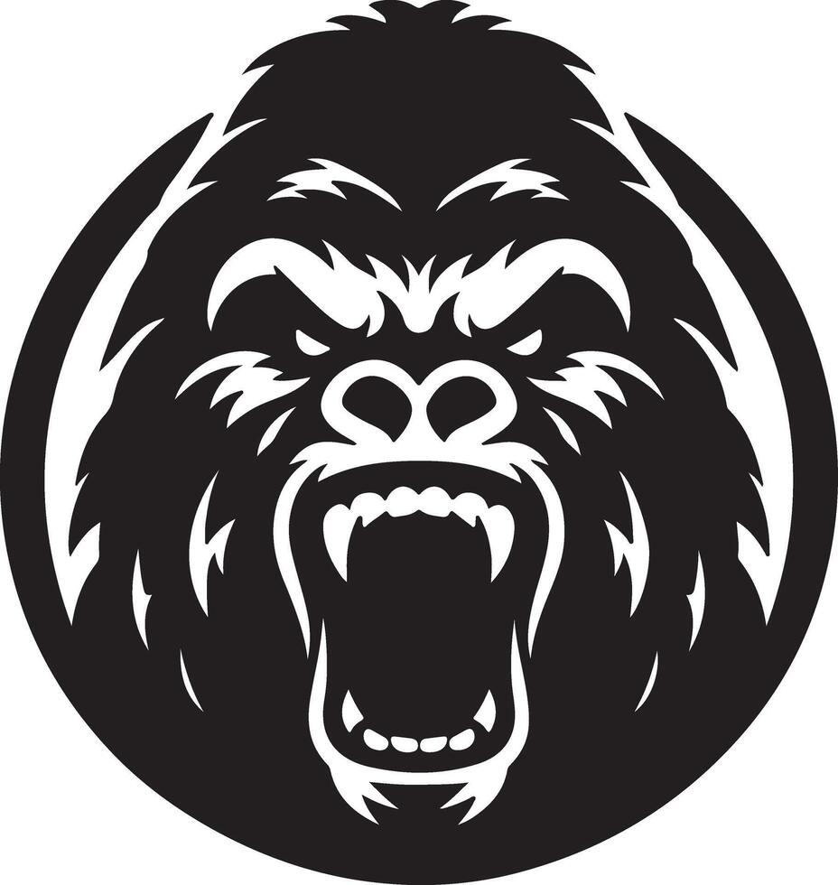 angry Gorilla howling face logo silhouette , black color silhouette 10 vector