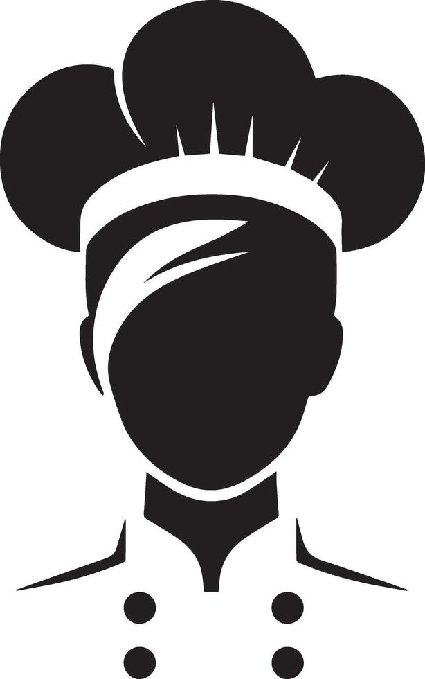 minimal beautiful female chef face silhouette, silhouette, black color, white background 15 vector