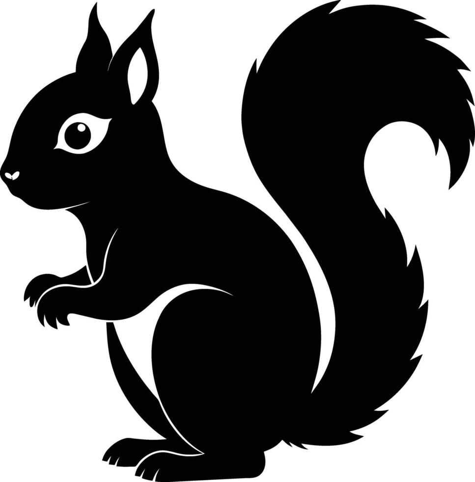 squirrel silhouette on white background vector