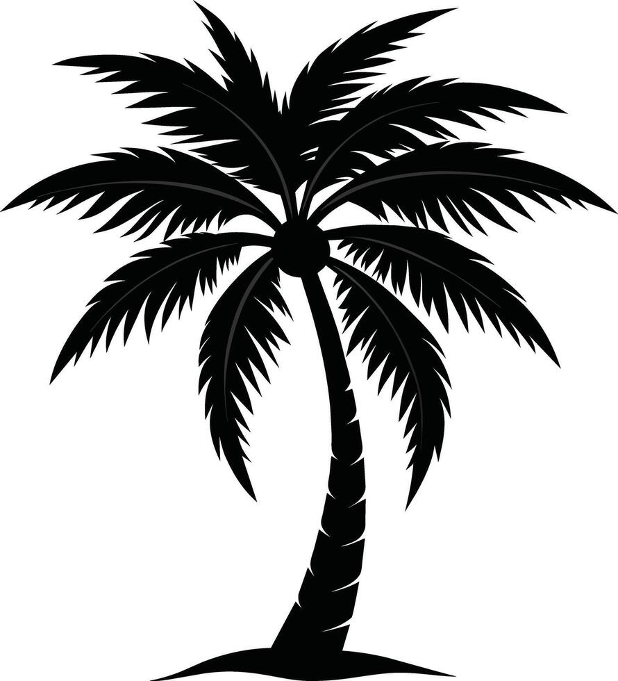 palm tree silhouette on white background vector