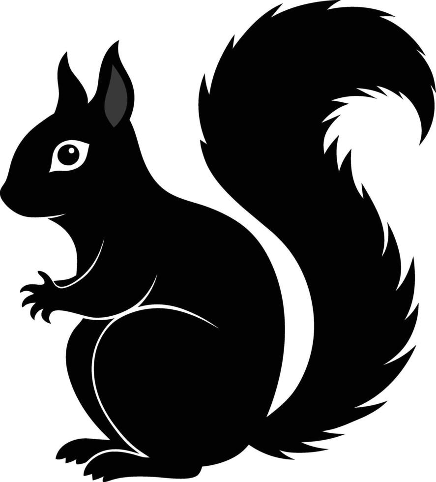 squirrel silhouette on white background vector