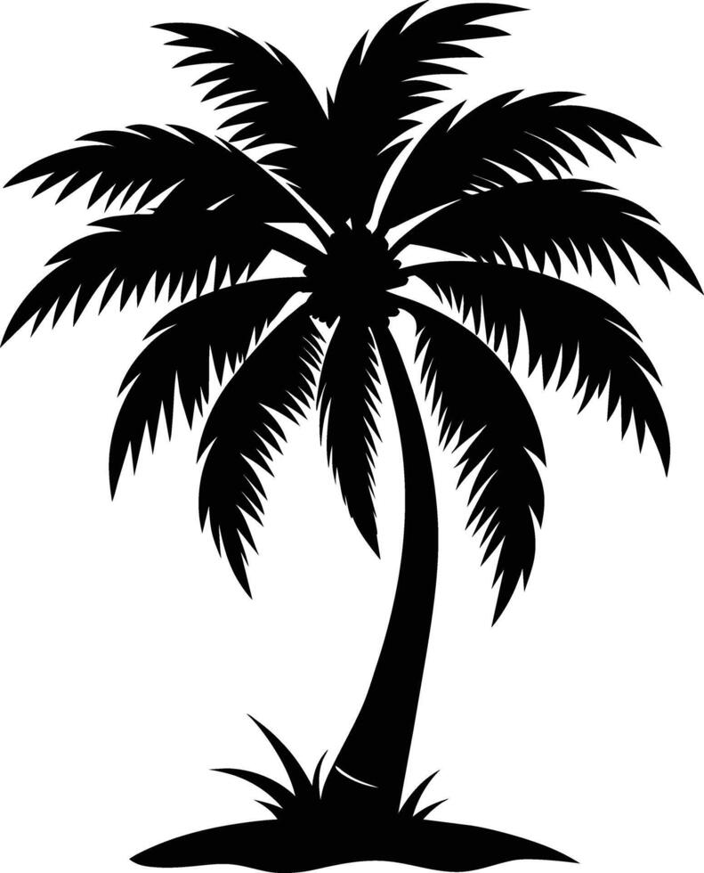 palm tree silhouette on white background vector