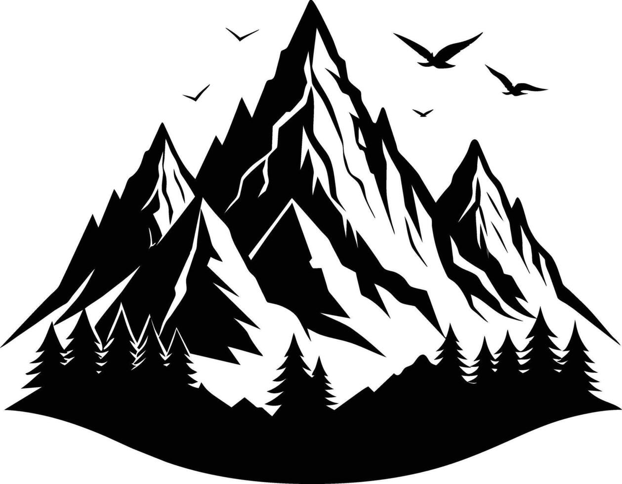 mountain silhouette black and white design vector