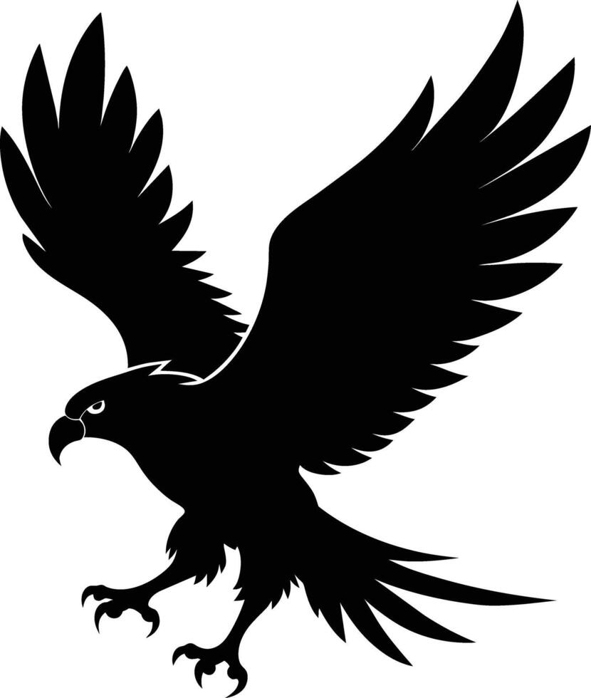 a black and white silhouette of an eagle vector