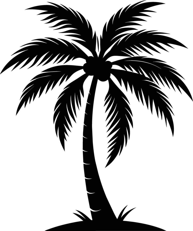 palm tree silhouette on white background vector