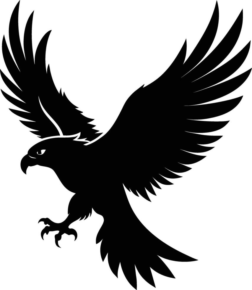 a black and white silhouette of an eagle vector