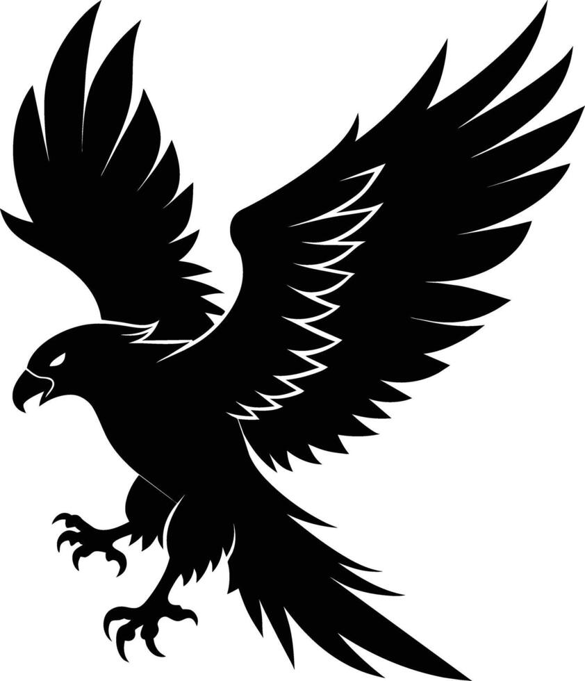 a black and white silhouette of an eagle vector