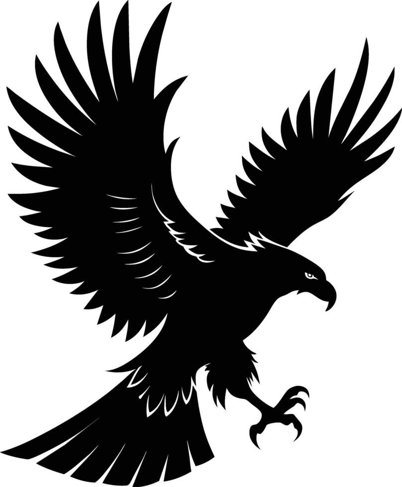 a black and white silhouette of an eagle vector