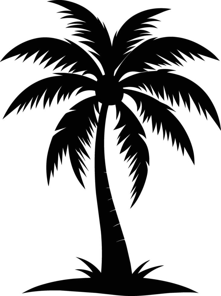 palm tree silhouette on white background vector