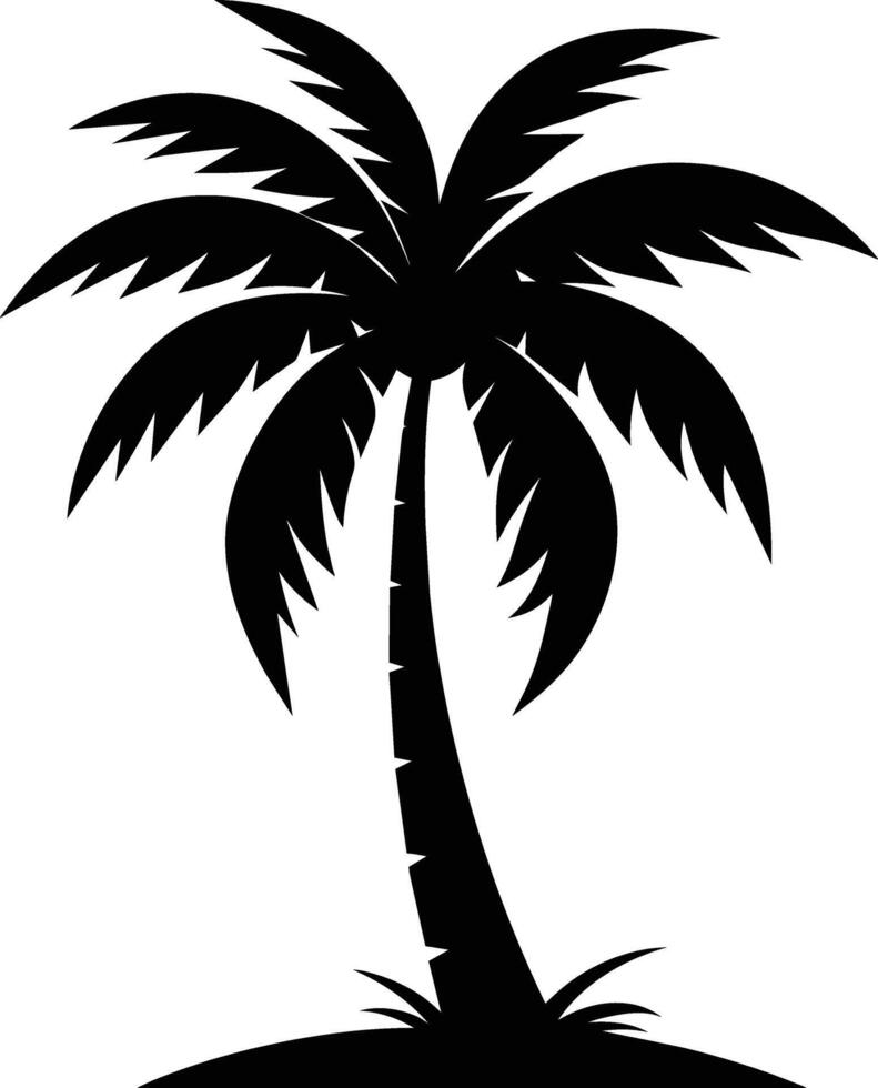 palm tree silhouette on white background vector