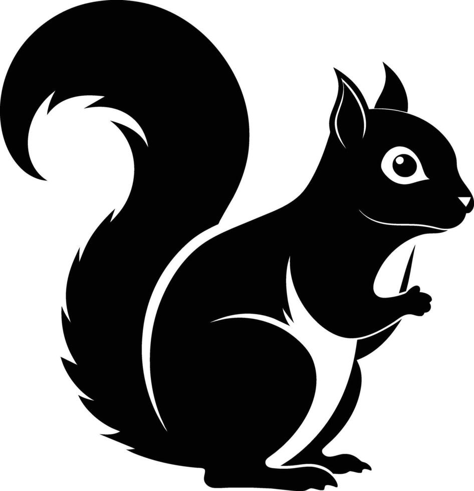 squirrel silhouette on white background vector