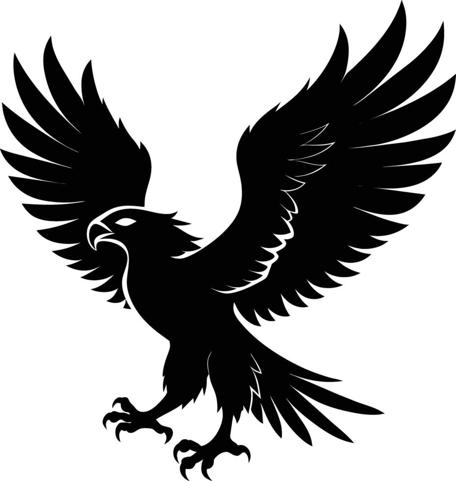 a black and white silhouette of an eagle vector