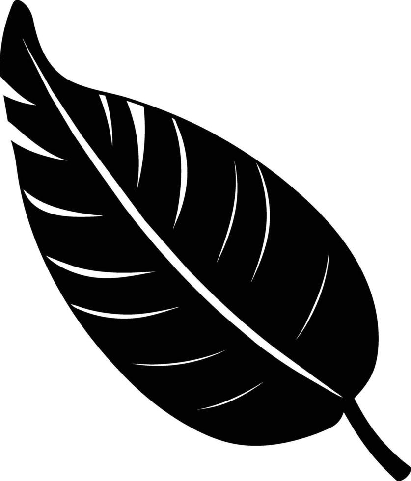 A black and white silhouette of a Banana leaf vector