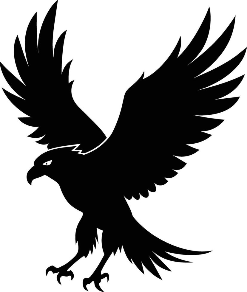 a black and white silhouette of an eagle vector