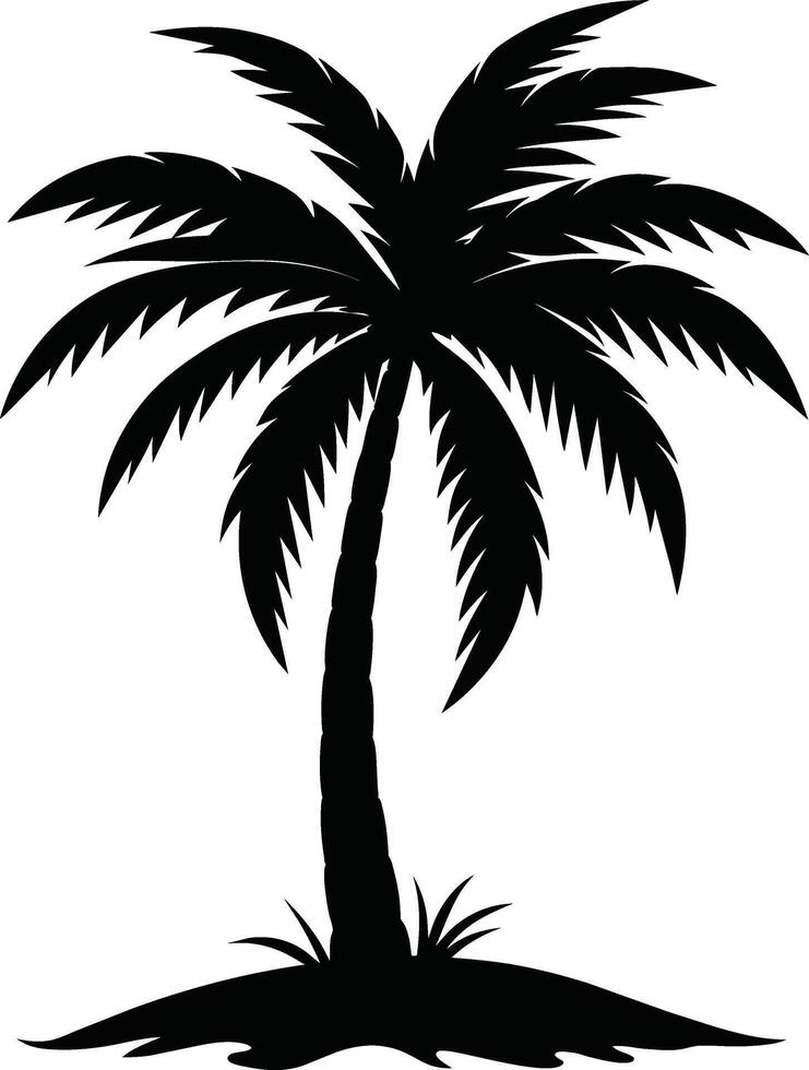 palm tree silhouette on white background vector