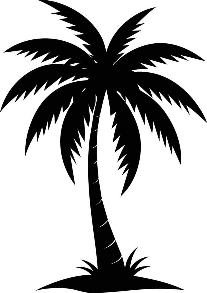 palm tree silhouette on white background vector