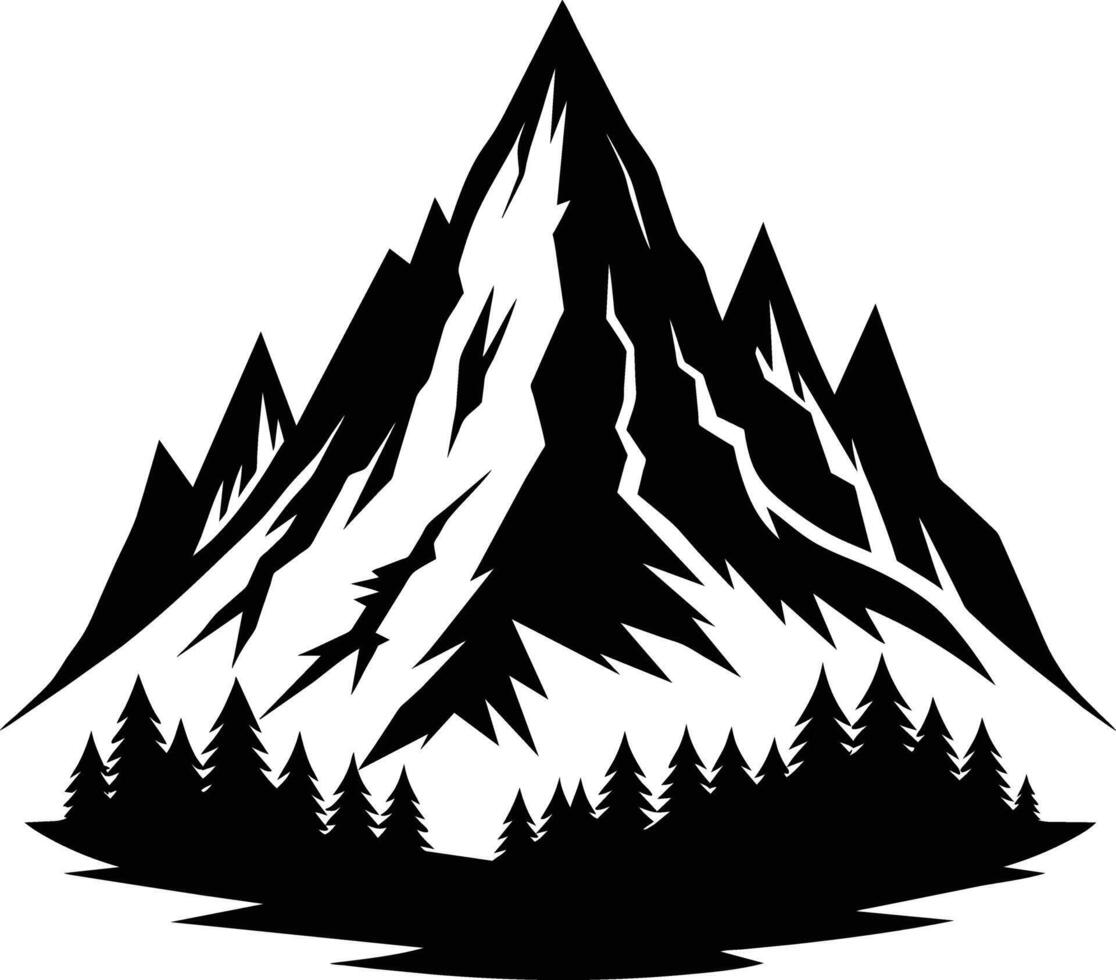 mountain silhouette black and white design vector