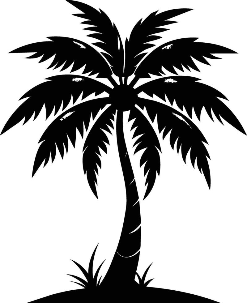 palm tree silhouette on white background vector