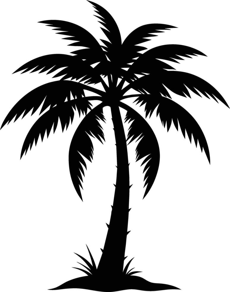 palm tree silhouette on white background vector