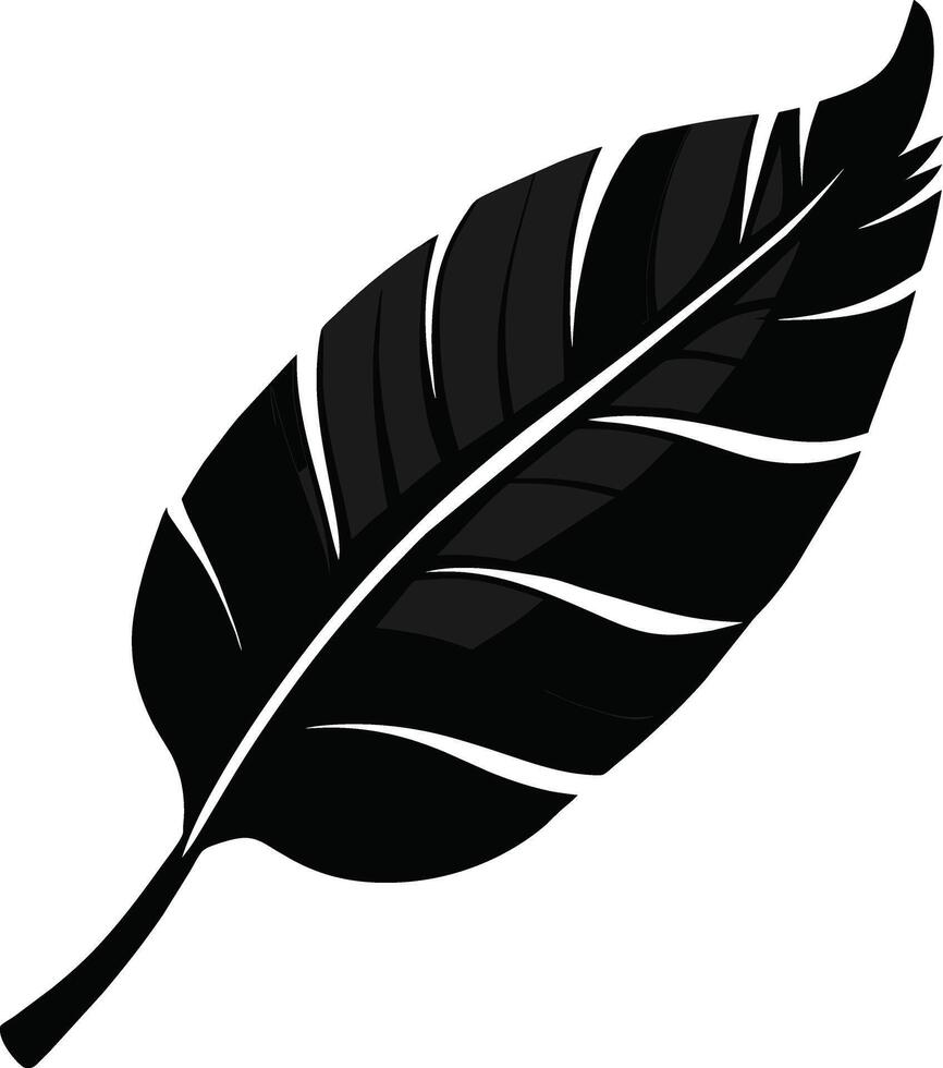 A black and white silhouette of a Banana leaf vector