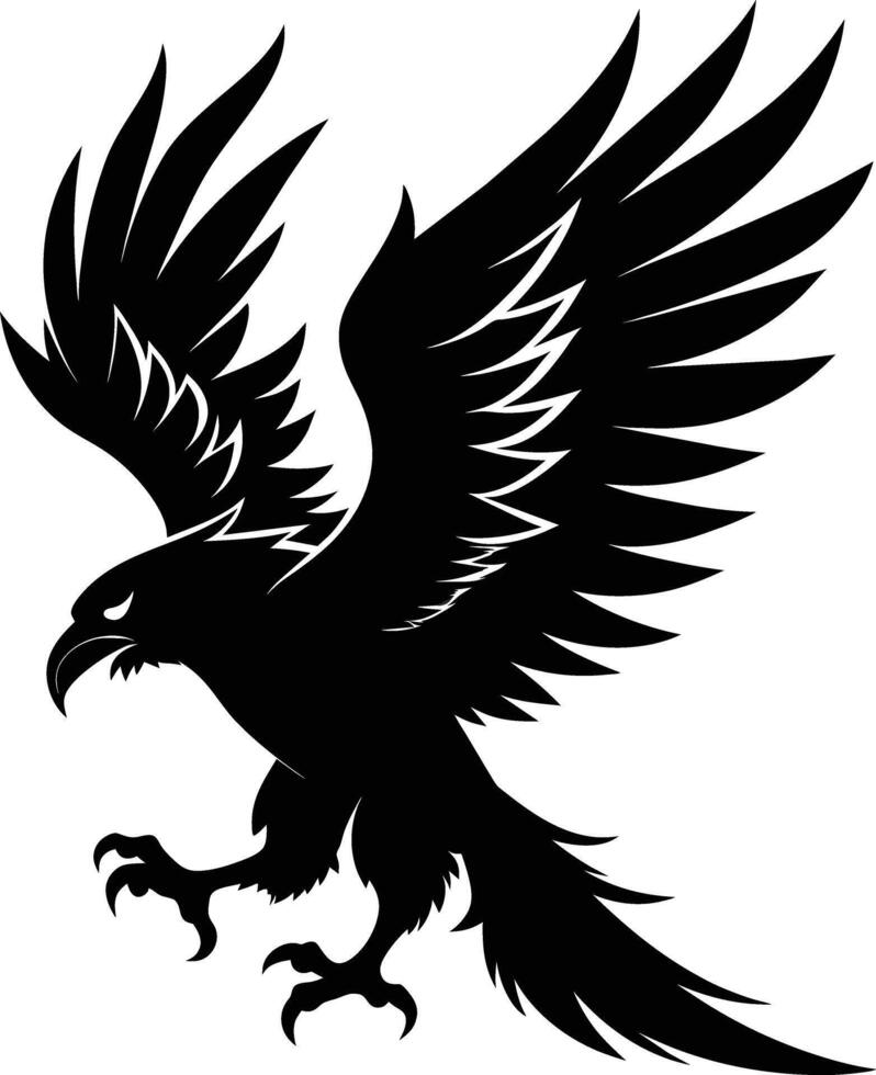 a black and white silhouette of an eagle vector