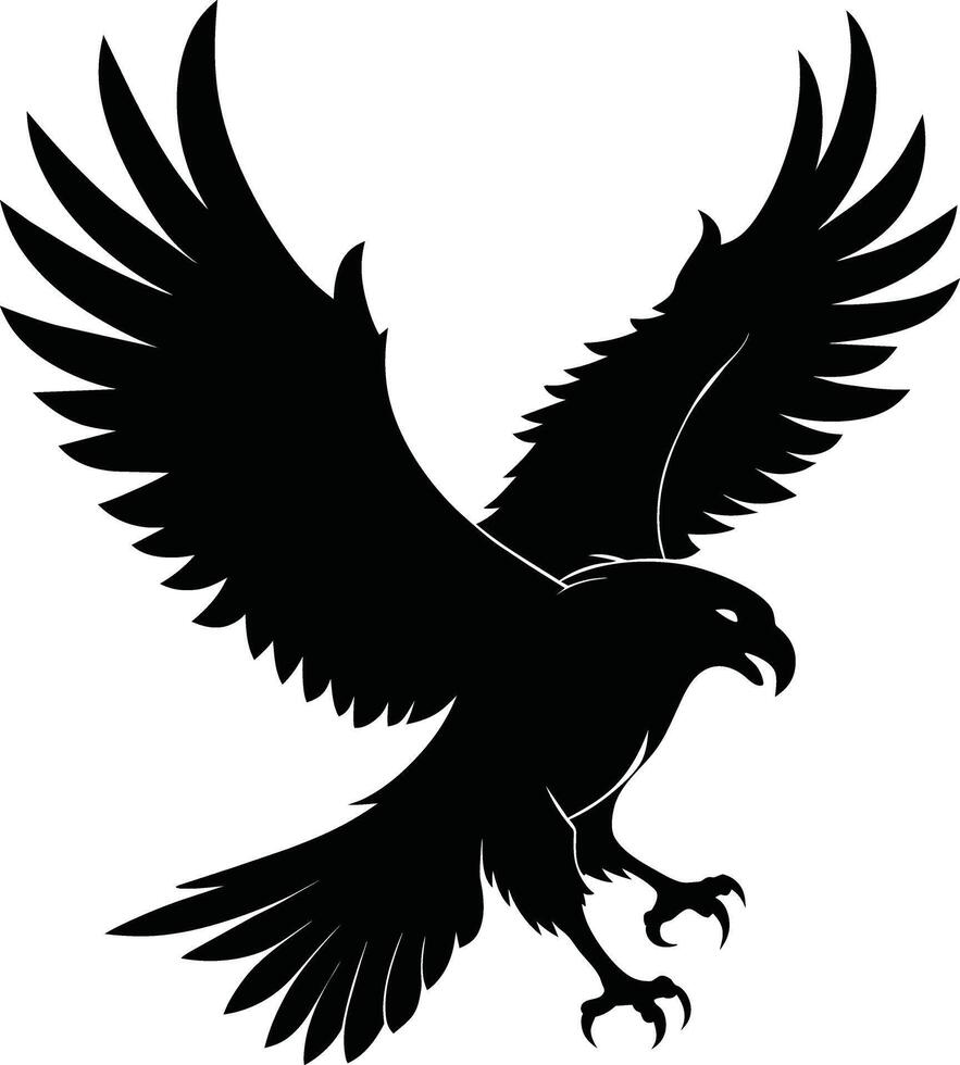 a black and white silhouette of an eagle vector