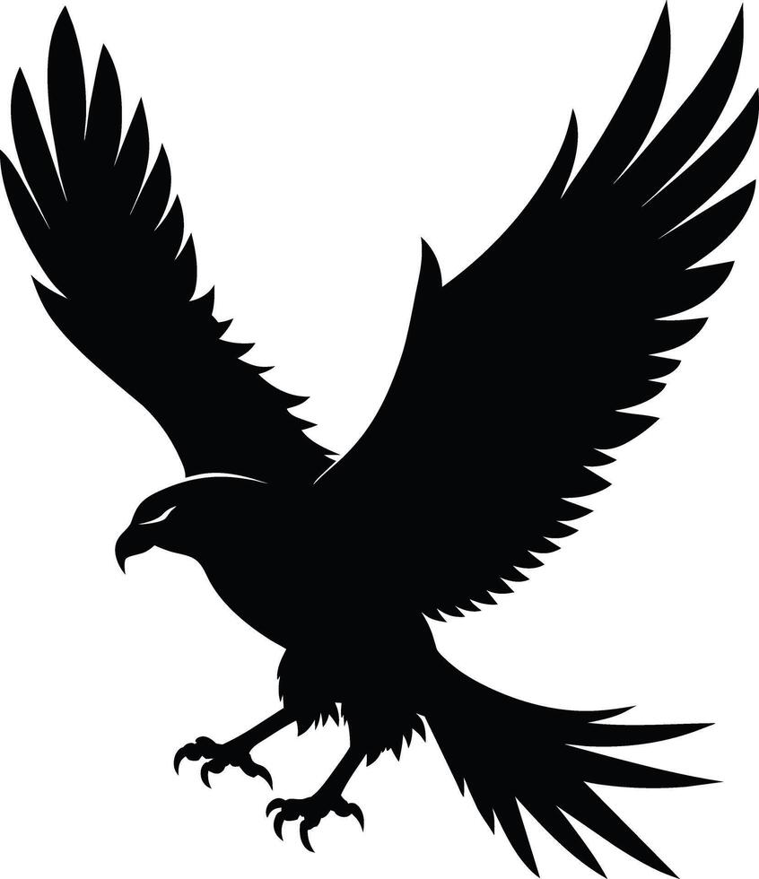 a black and white silhouette of an eagle vector